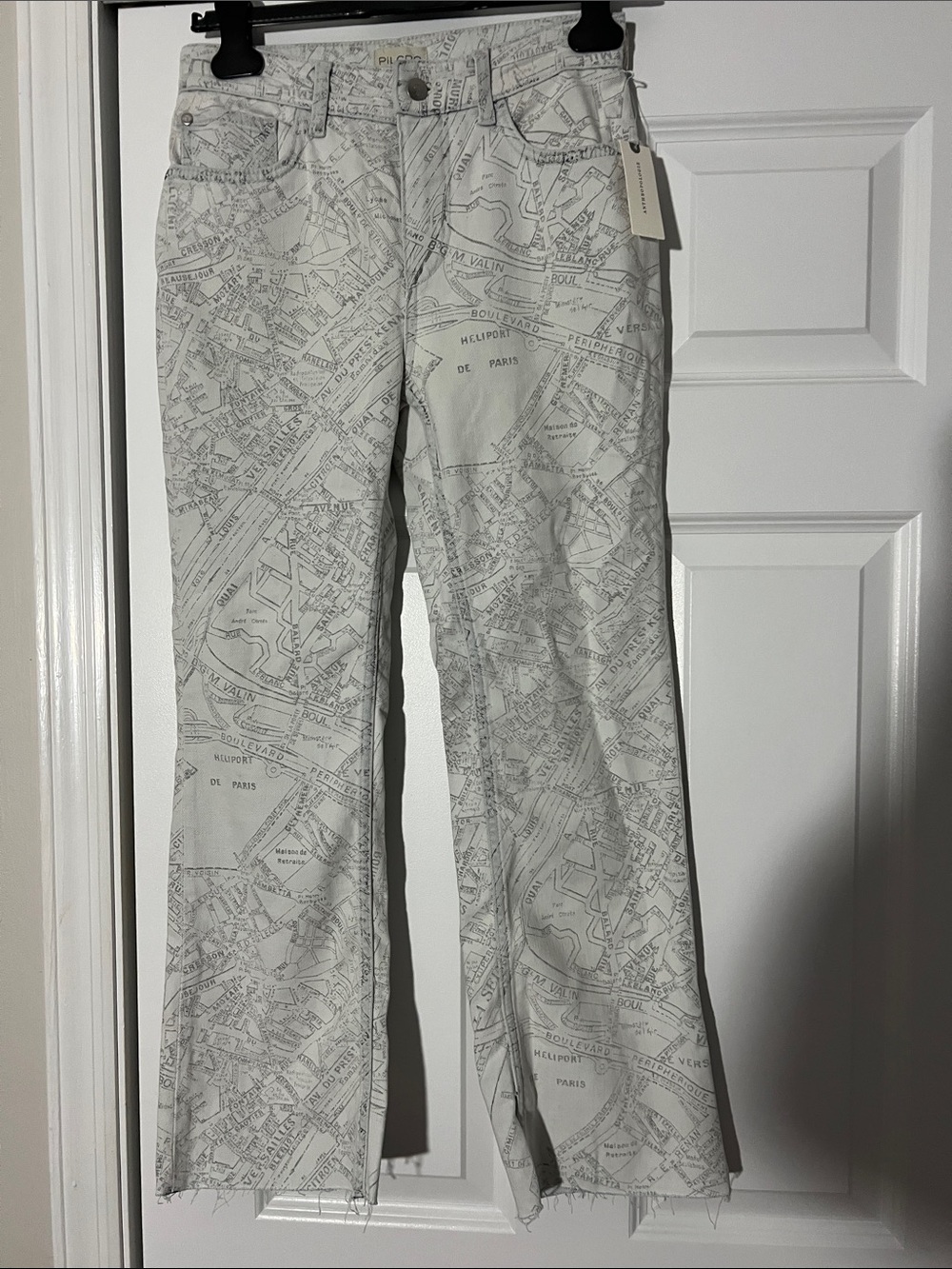 Pilcro The YaYa Map Print White Jeans